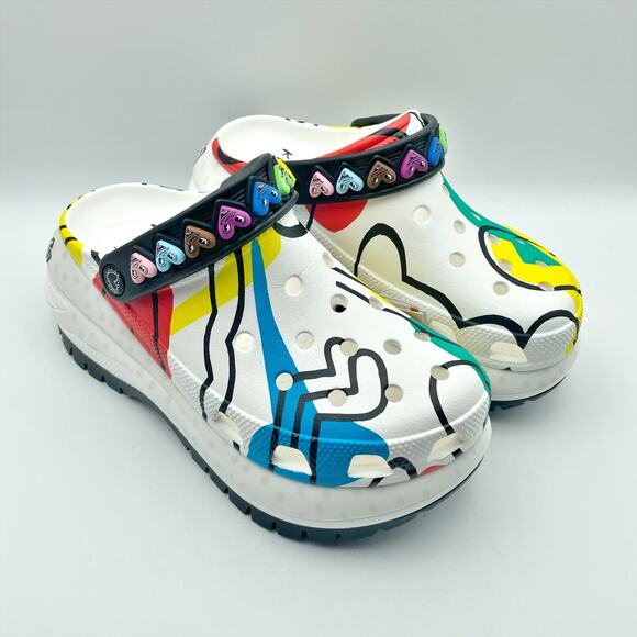 Crocs Unisex Keith Haring Mega Crush Clogs M6 W8 EU 38-39 White Black NWT - Picture 6 of 14